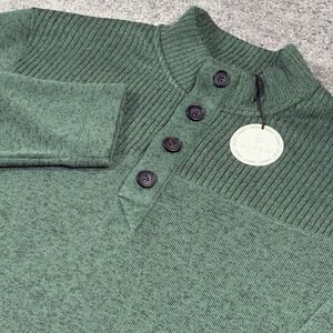 NEW Aspen Sweater Mens XL Green Mock Neck Henley Pullover 4 Button Polyester